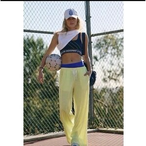 Free people yellow mesh track drawstring pants size large new no tags